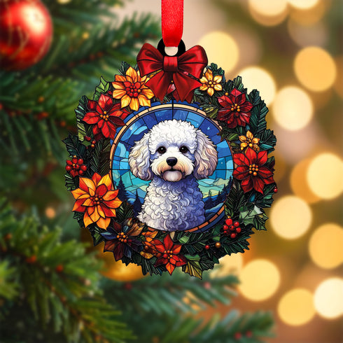 Bichon Frise Wreath Christmas Decoration